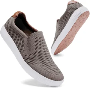 konhill Slip on Sneaker for Men- Casual Knit Boat Loafers Walking Shoes Driving Work Memory Skate Foam Shoes