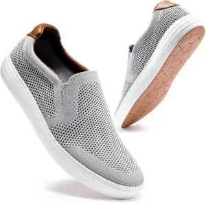 konhill Slip on Sneaker for Men- Casual Knit Boat Loafers Walking Shoes Driving Work Memory Skate Foam Shoes