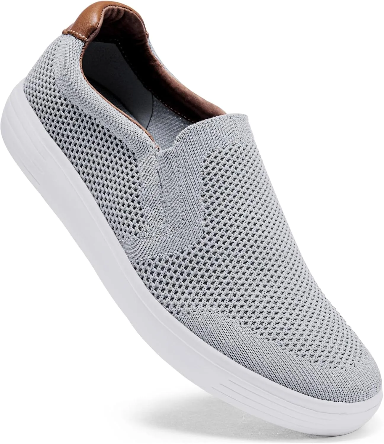 konhill Slip on Sneaker for Men- Casual Knit Boat Loafers Walking Shoes Driving Work Memory Skate Foam Shoes