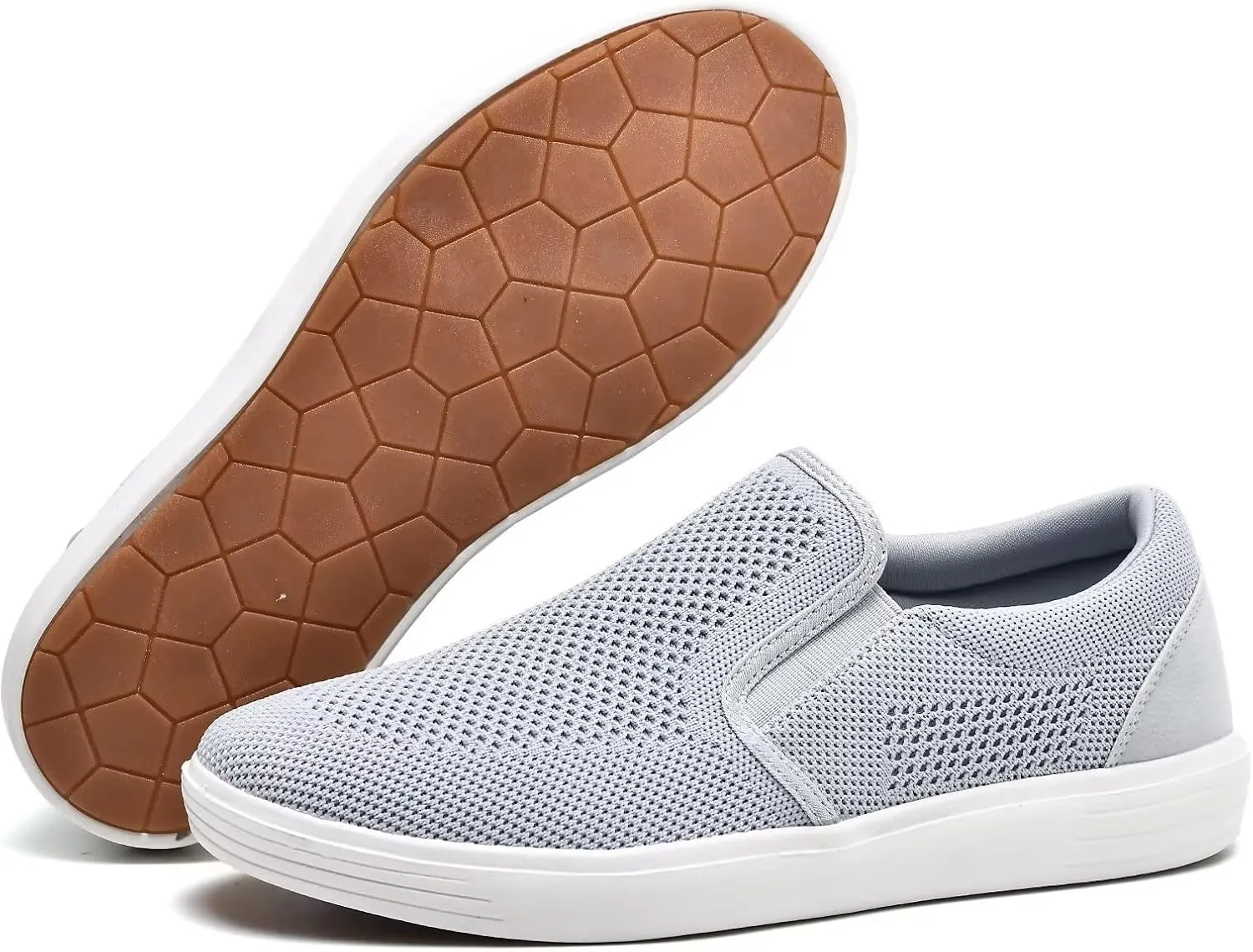 konhill Slip on Sneaker for Men- Casual Knit Boat Loafers Walking Shoes Driving Work Memory Skate Foam Shoes