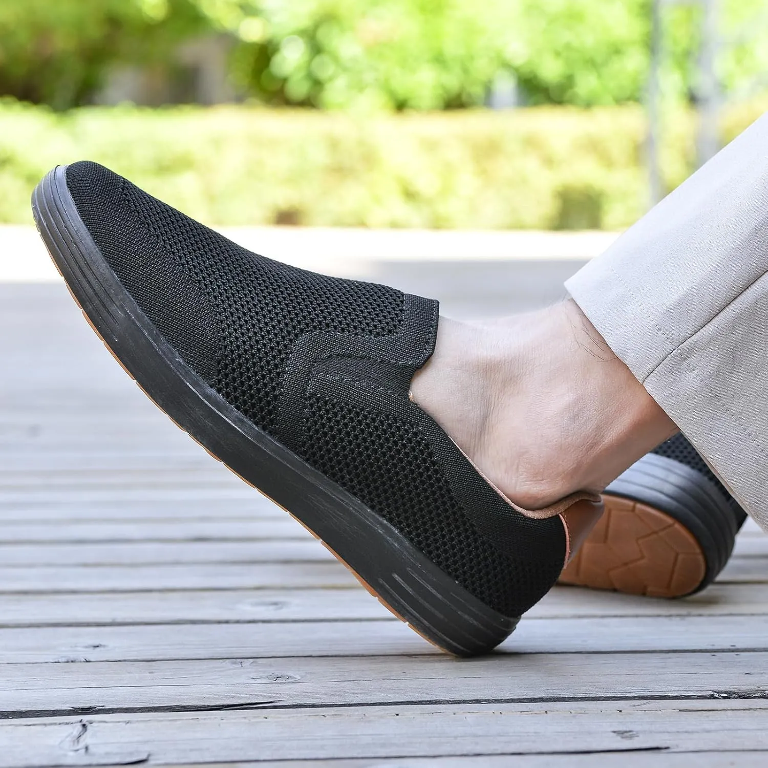 konhill Slip on Sneaker for Men- Casual Knit Boat Loafers Walking Shoes Driving Work Memory Skate Foam Shoes