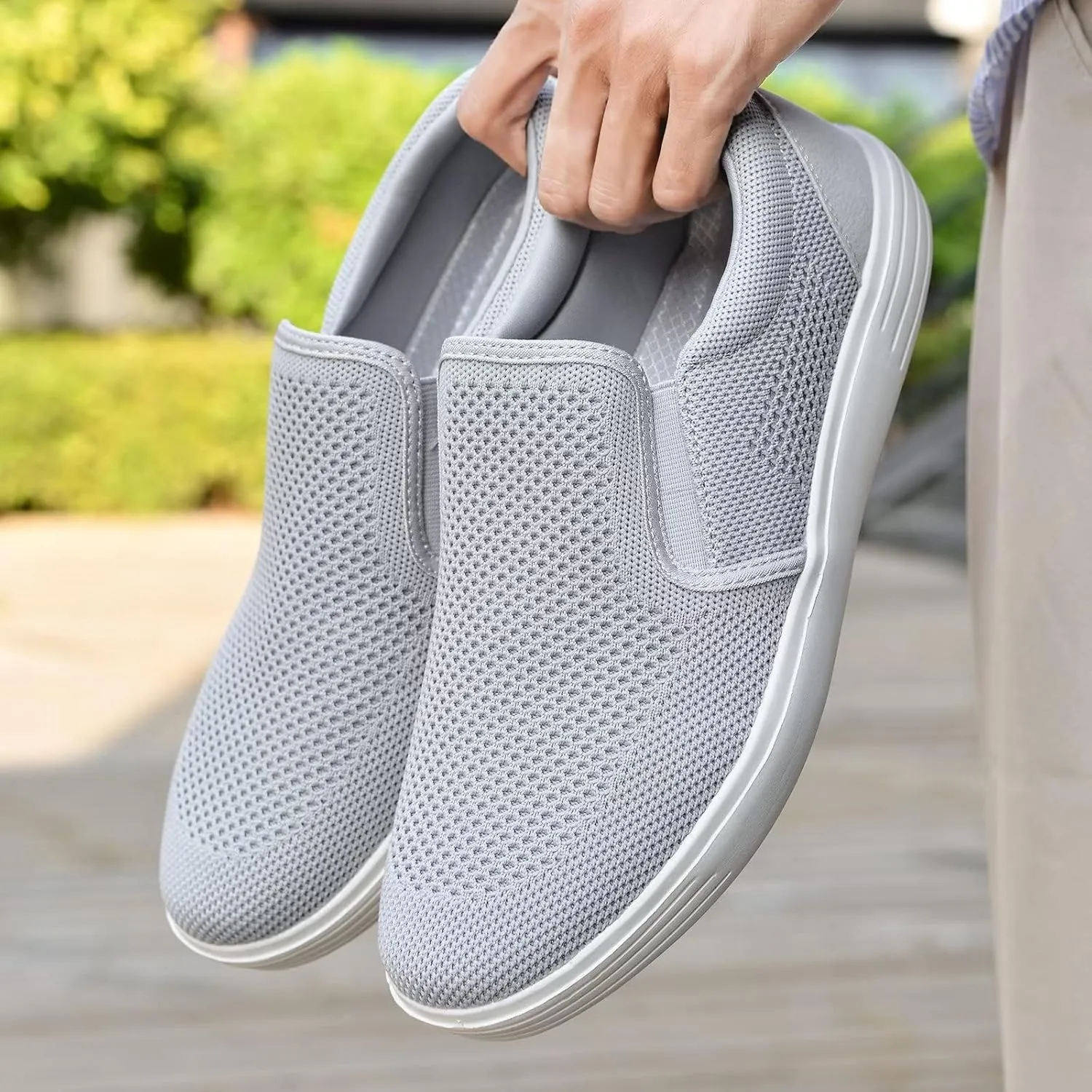 konhill Slip on Sneaker for Men- Casual Knit Boat Loafers Walking Shoes Driving Work Memory Skate Foam Shoes