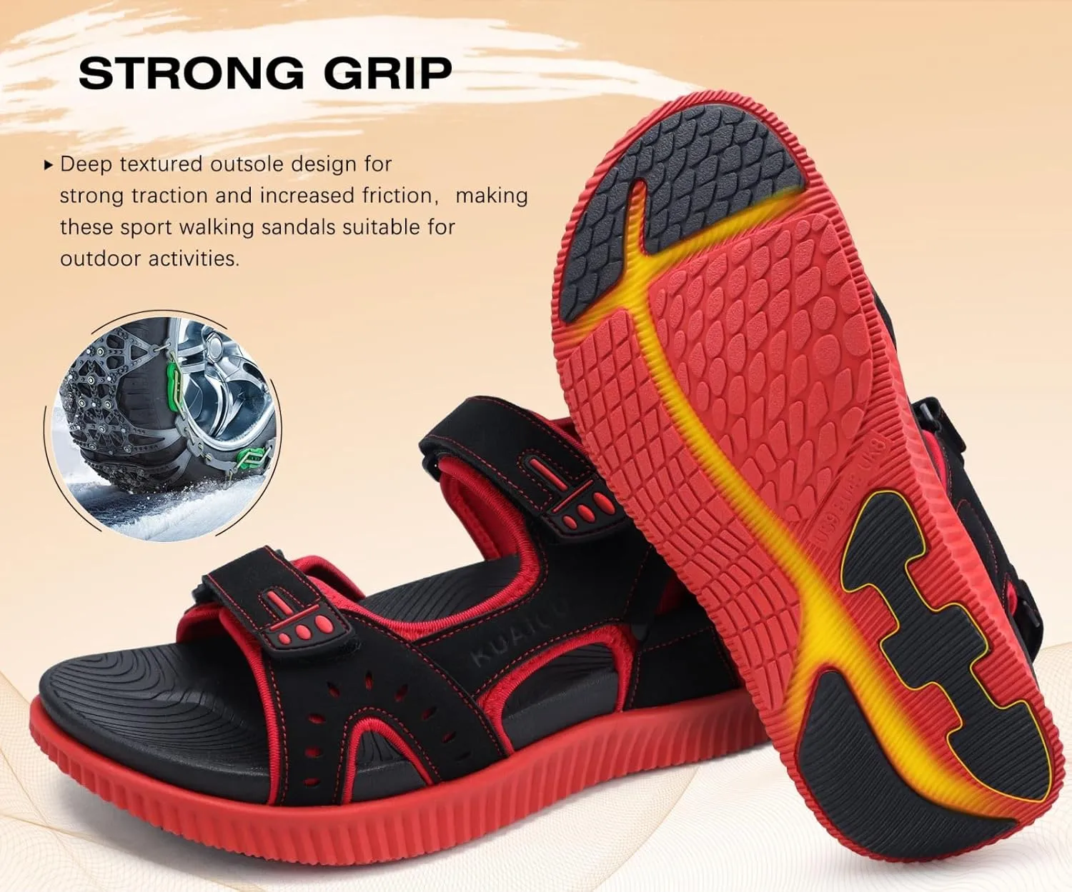 KuaiLu Mens Hiking Sandals With Arch Support Sport Recovery Athletic Walking Sandals For Man Outdoor Summer Casual Thick Cushion Beach Water Fisherman Sandal Size 7-15