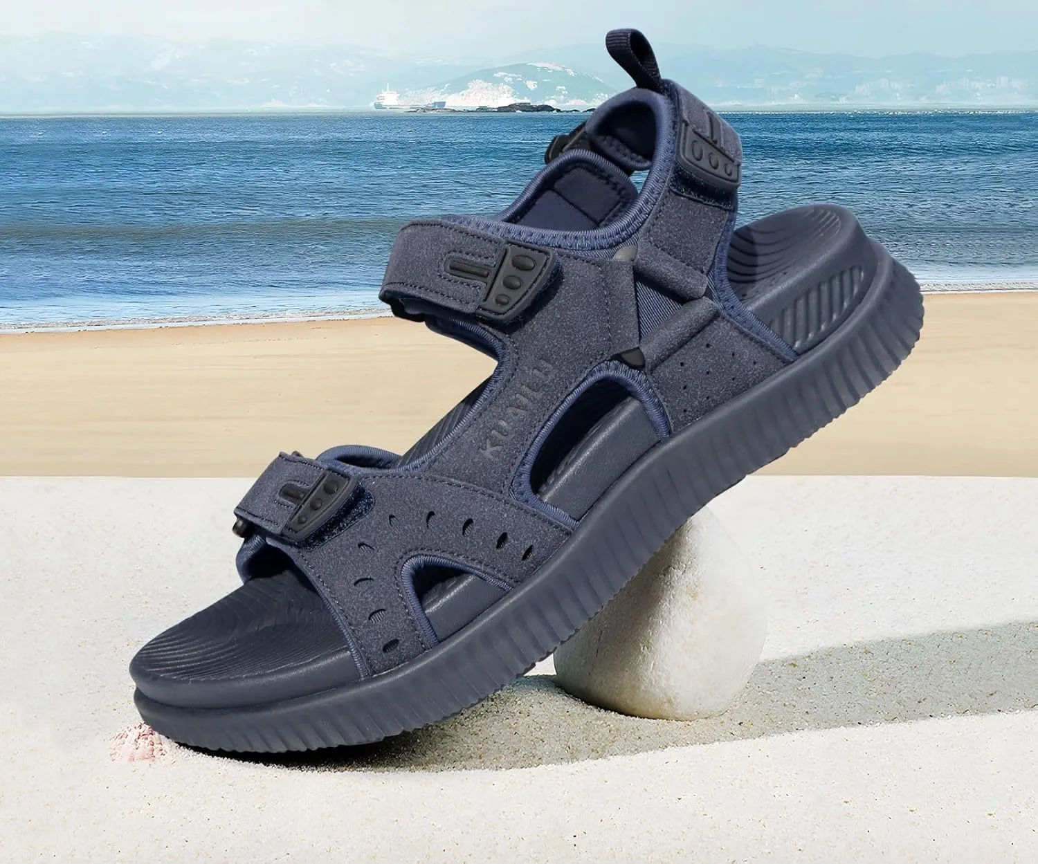 KuaiLu Mens Hiking Sandals With Arch Support Sport Recovery Athletic Walking Sandals For Man Outdoor Summer Casual Thick Cushion Beach Water Fisherman Sandal Size 7-15