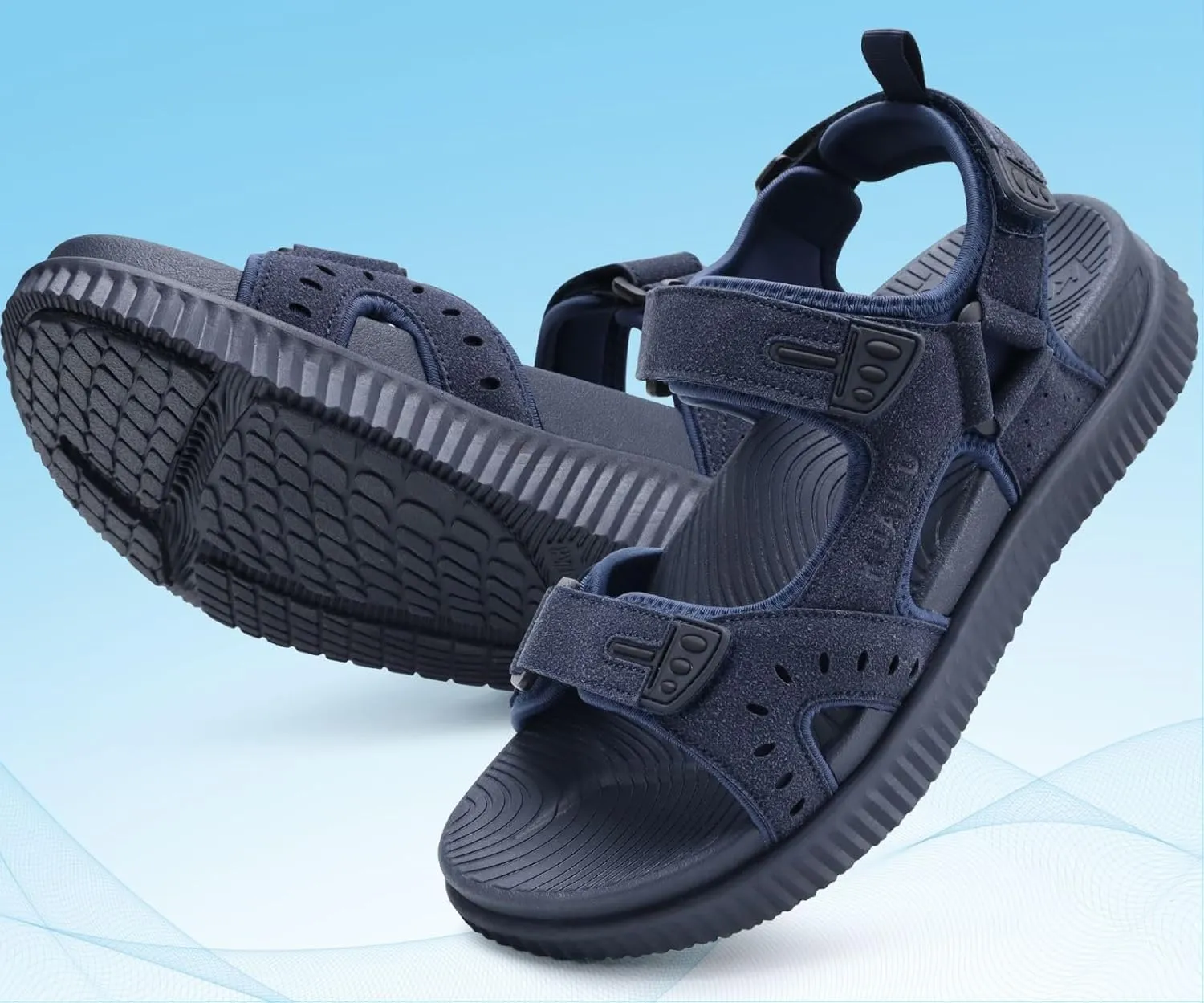 KuaiLu Mens Hiking Sandals With Arch Support Sport Recovery Athletic Walking Sandals For Man Outdoor Summer Casual Thick Cushion Beach Water Fisherman Sandal Size 7-15