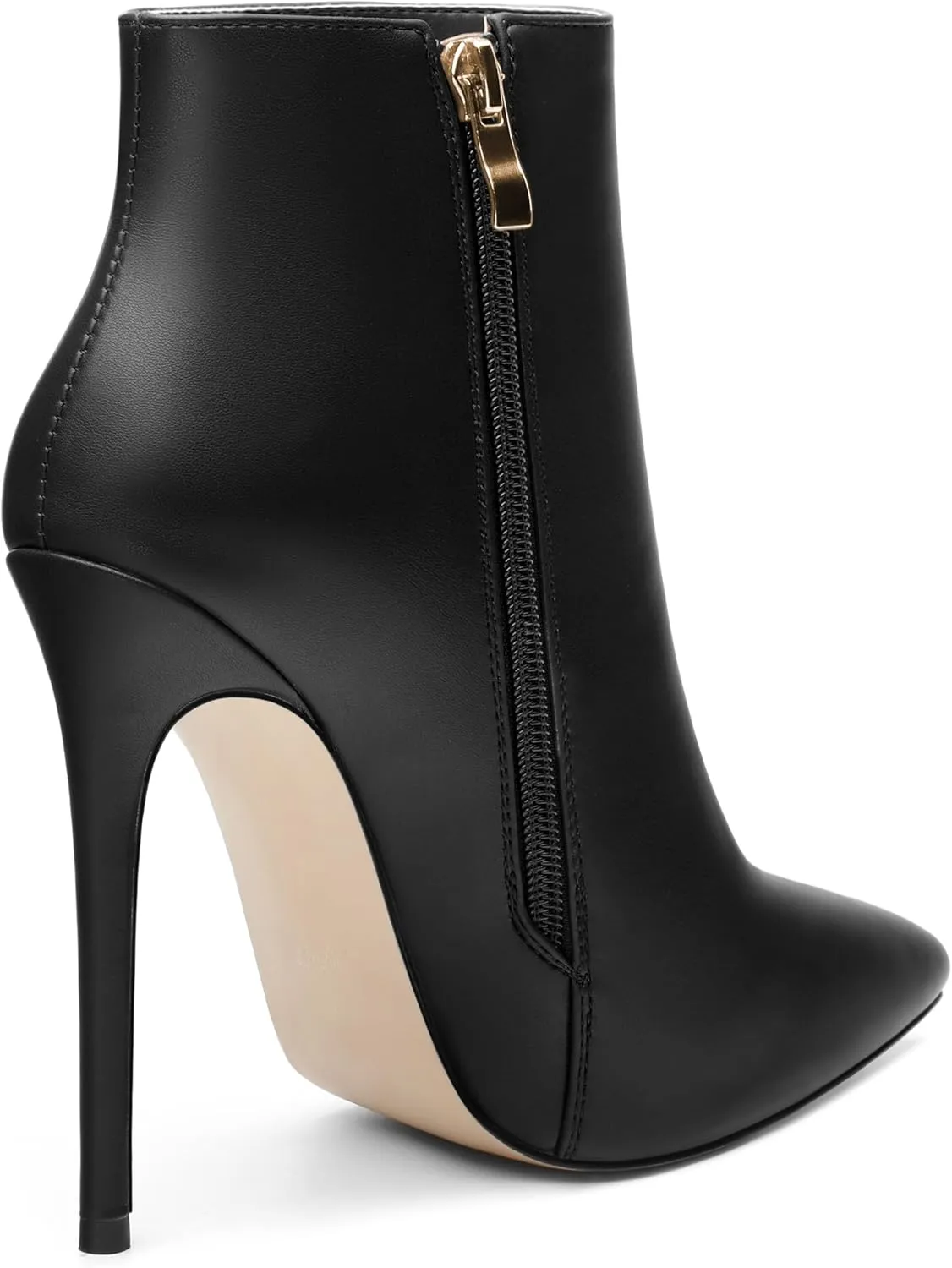 KUOARN Heeled Ankle Boots for Women Pointed Toe Stiletto High Heel 4.7 Inch Booties with Zipper Sexy Evening Party Dating Fall Shoes