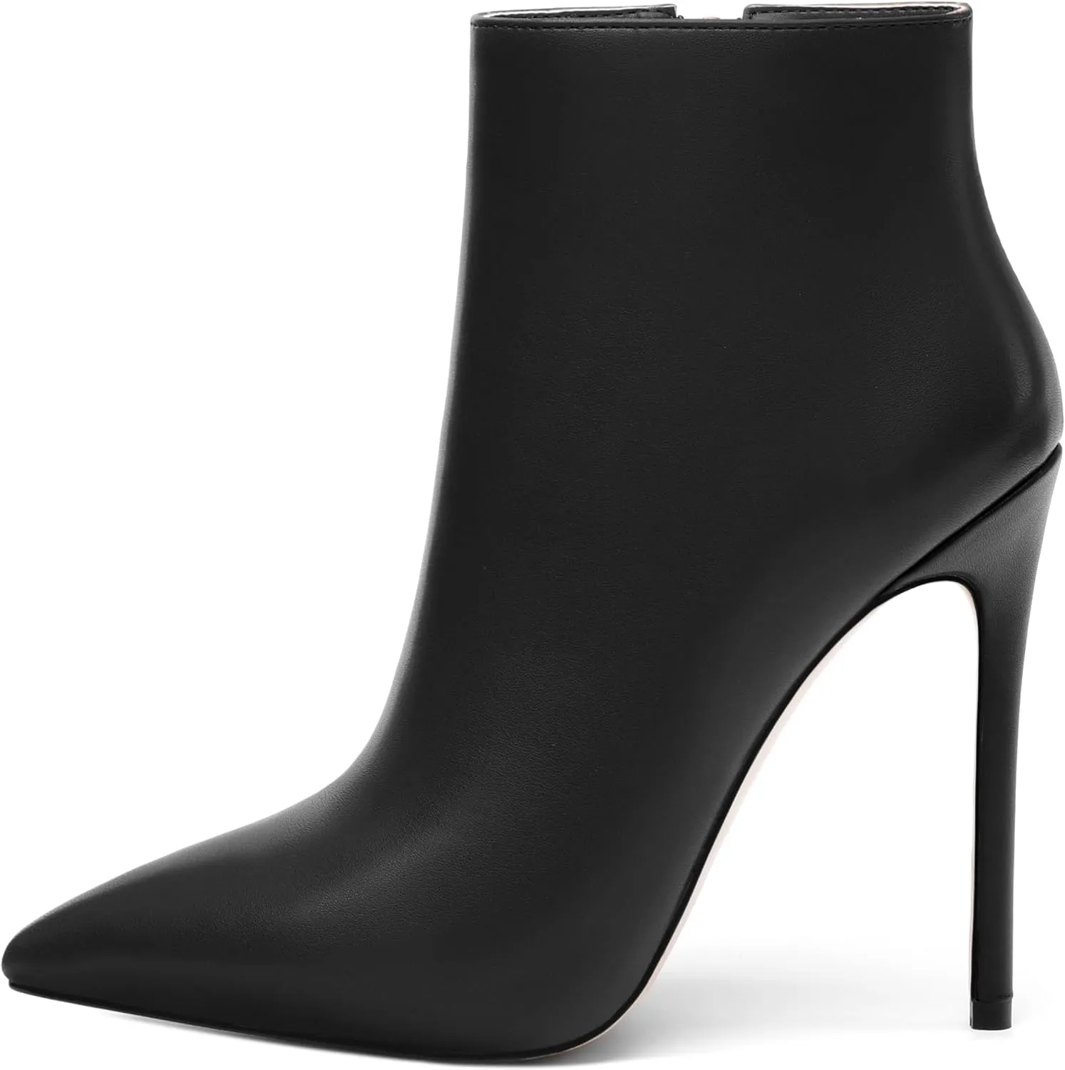KUOARN Heeled Ankle Boots for Women Pointed Toe Stiletto High Heel 4.7 Inch Booties with Zipper Sexy Evening Party Dating Fall Shoes