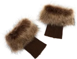 LA CARRIE Women Faux Fur Plush Leg Warmers Short Furry Fuzzy Leg Cuffs Girls Winter Knitted Boot