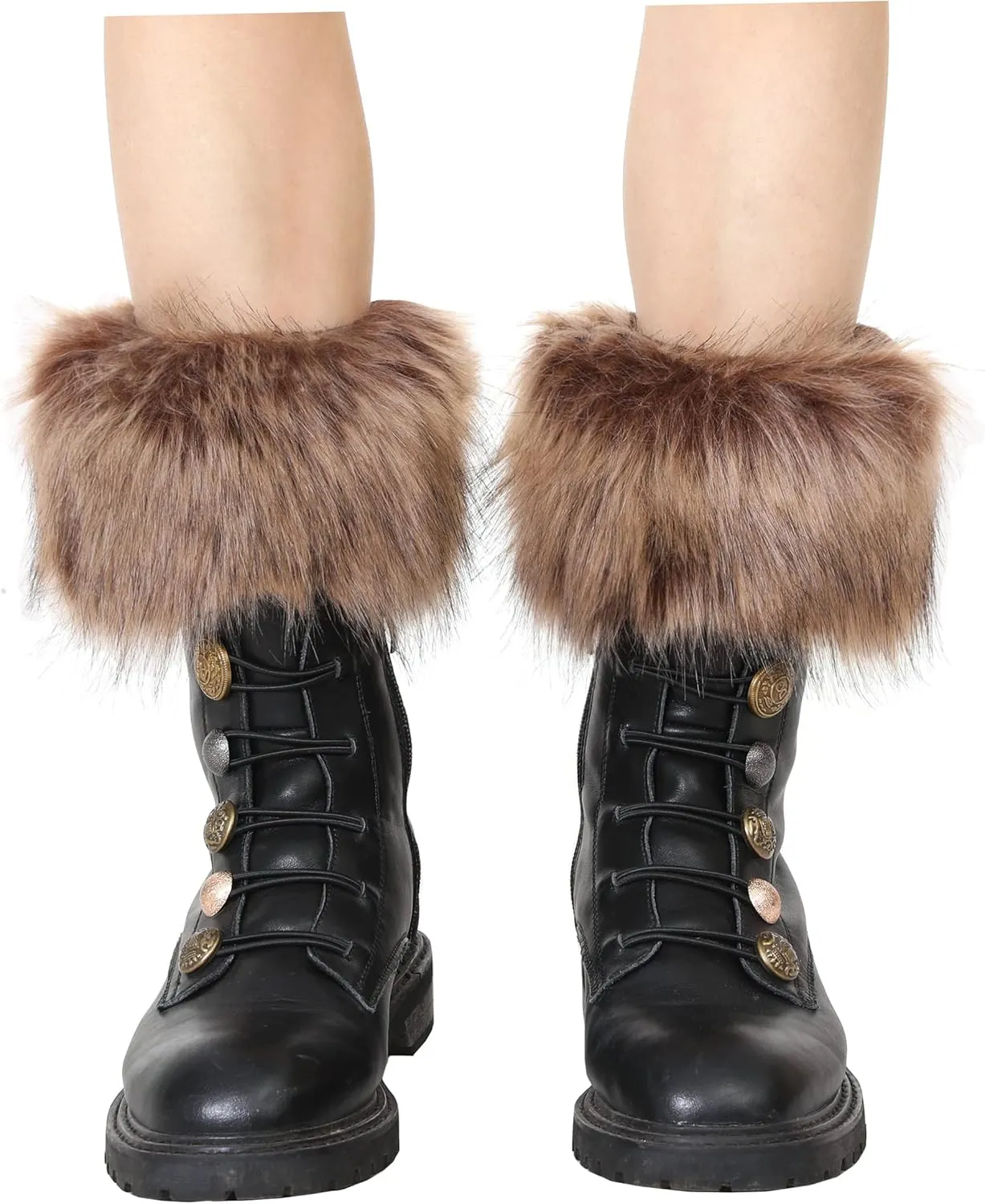 LA CARRIE Women Faux Fur Plush Leg Warmers Short Furry Fuzzy Leg Cuffs Girls Winter Knitted Boot
