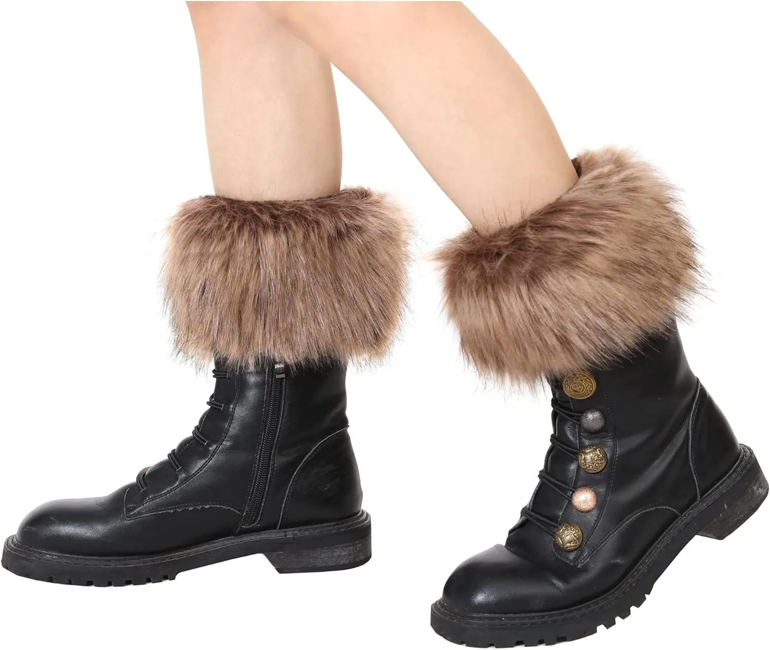 LA CARRIE Women Faux Fur Plush Leg Warmers Short Furry Fuzzy Leg Cuffs Girls Winter Knitted Boot