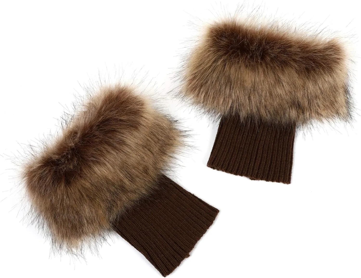 LA CARRIE Women Faux Fur Plush Leg Warmers Short Furry Fuzzy Leg Cuffs Girls Winter Knitted Boot