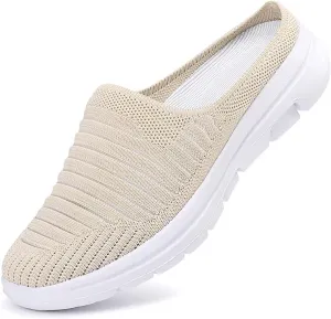 Ladies Lightweight Knitted Mesh Fabric Non-Slip Rubber Soles Garden Shoes Breathable Beach Shoes Clogs Mules Shoes