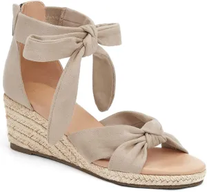 LAICIGO Womens Espadrilles Wedge Sandals Back Zipper Closure Open Toe Platform Ankle Strap Summer Dress Shoes with Bow