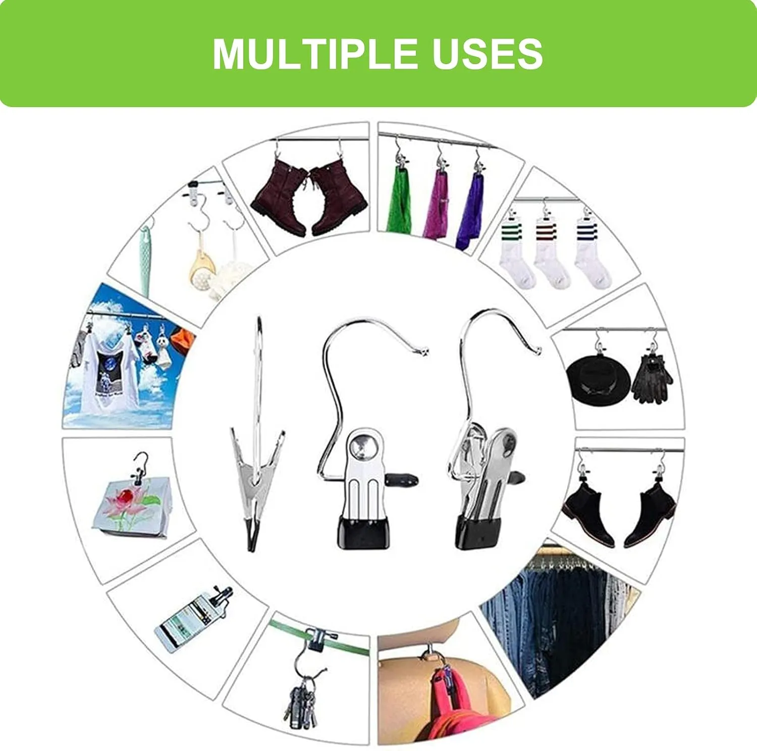 Laundry Hooks Hanging Clips Clothes Pins Closet Hanger Organizer Clamps Socks Towel Clips Heavy Duty Clothespins Bulk Hanger Clips for Closet Travel Pants Socks Handbags, 50 Pack