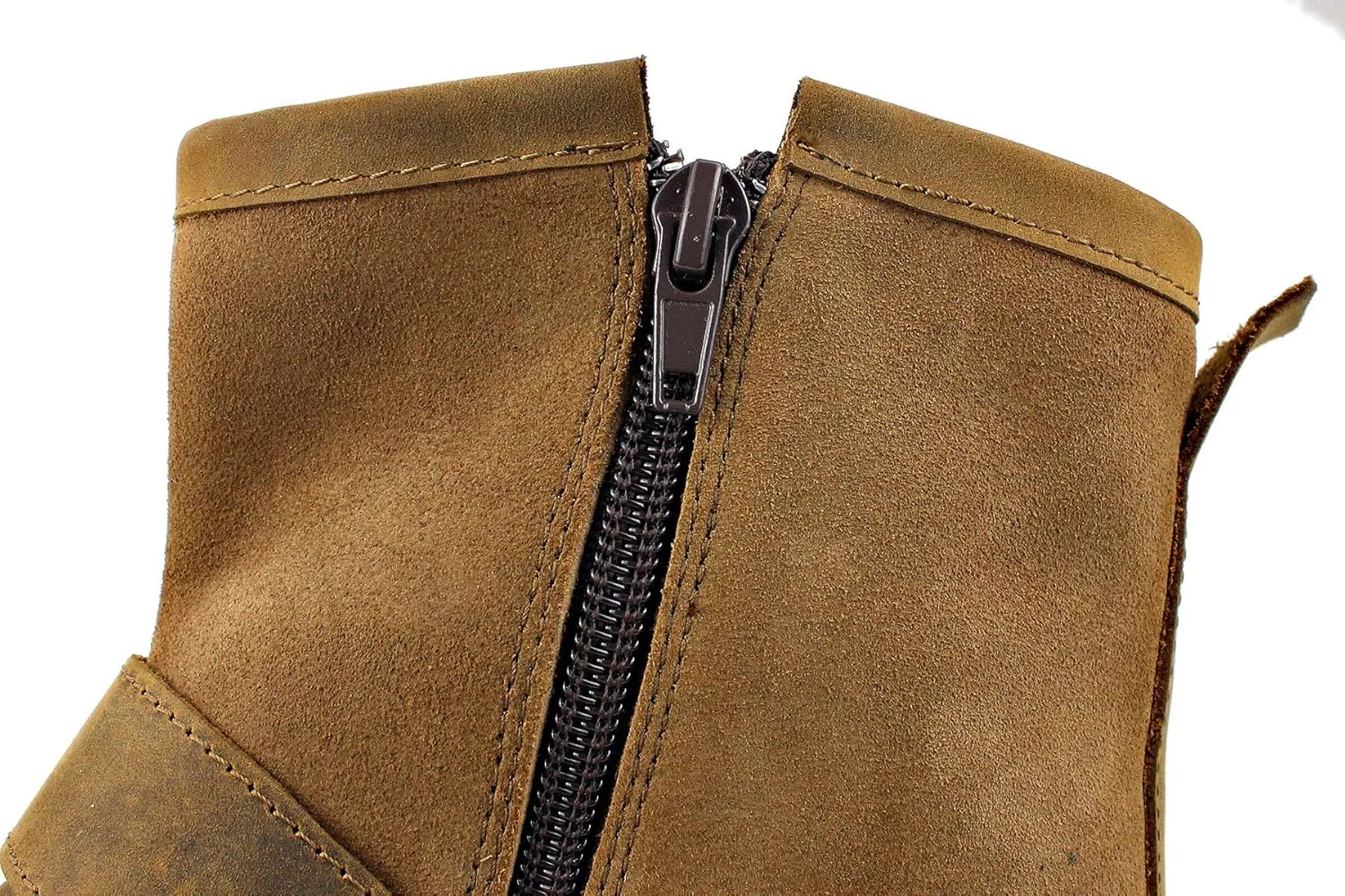 Leather Casual Motorcycle Combat Chukka Western Dress Ankle Boots for Men with Side Zipper CD-5008-1-ABNHD