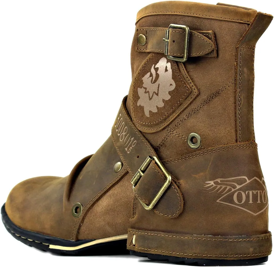 Leather Casual Motorcycle Combat Chukka Western Dress Ankle Boots for Men with Side Zipper CD-5008-1-ABNHD