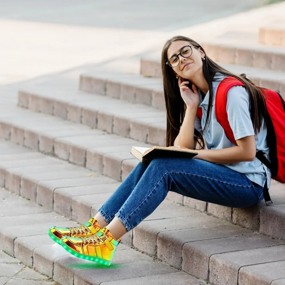 LED Shoes - Men's & Women's Light Up High Top Sneakers, USB Charging, Glow in The Dark for Dancing Party Festivals