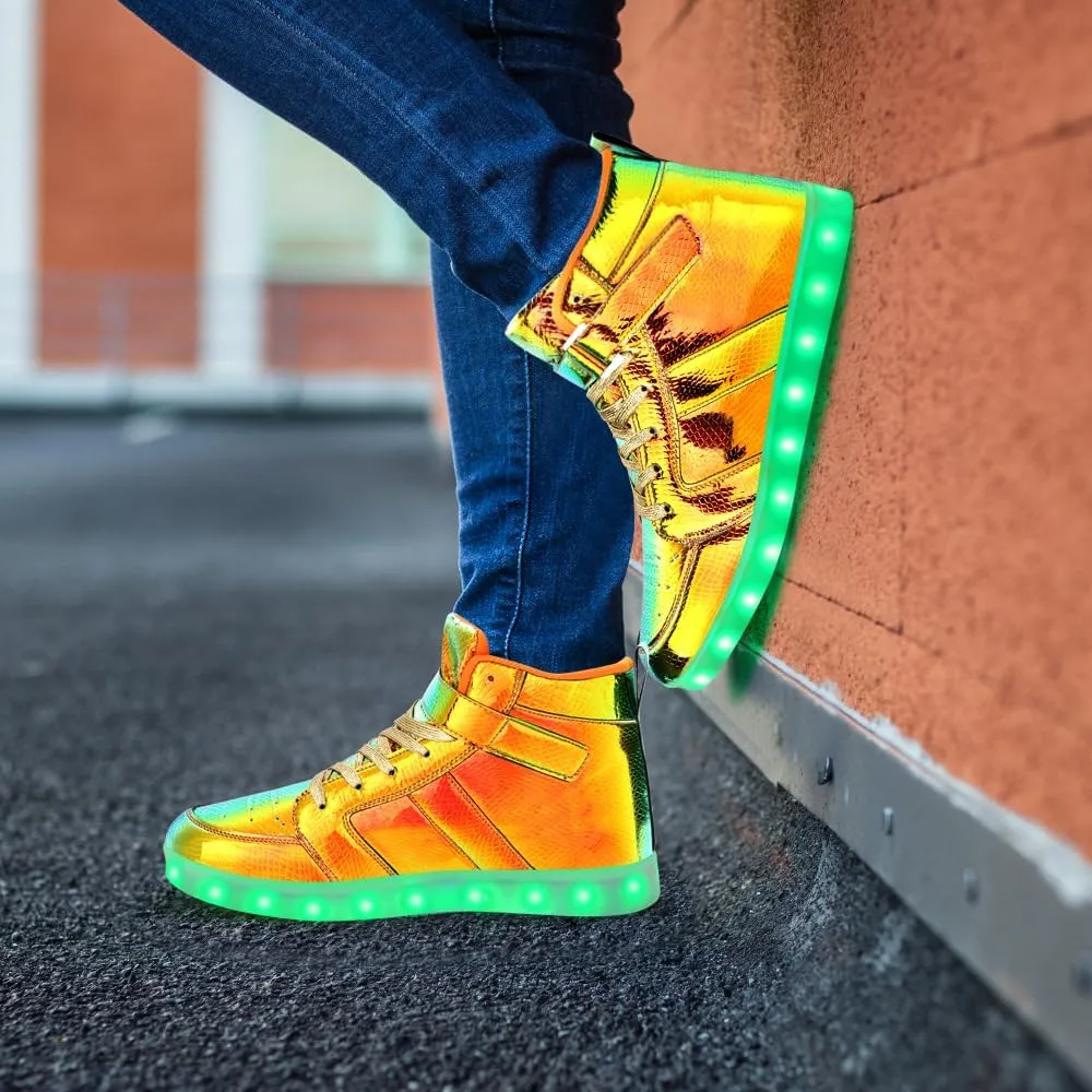LED Shoes - Men's & Women's Light Up High Top Sneakers, USB Charging, Glow in The Dark for Dancing Party Festivals