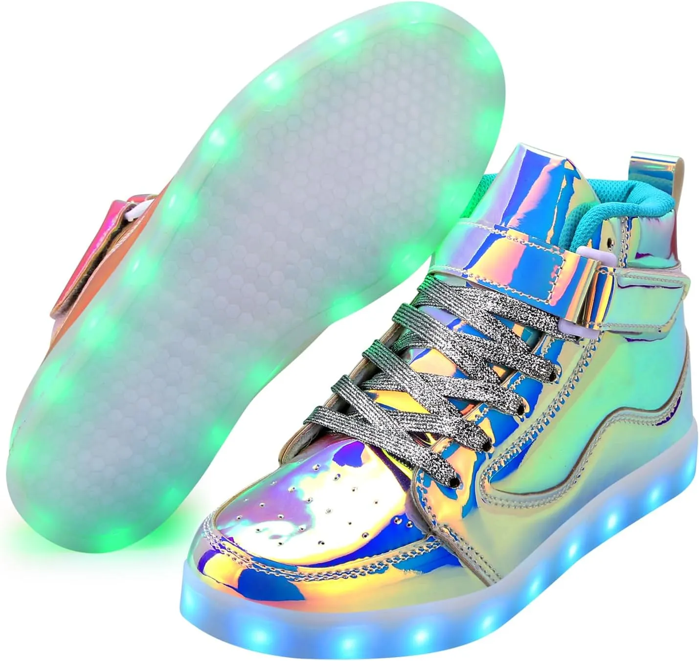 LED Shoes - Men's & Women's Light Up High Top Sneakers, USB Charging, Glow in The Dark for Dancing Party Festivals