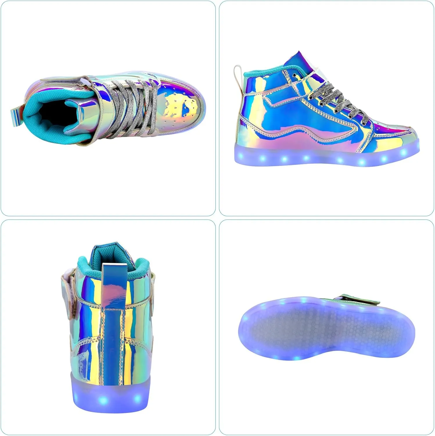 LED Shoes - Men's & Women's Light Up High Top Sneakers, USB Charging, Glow in The Dark for Dancing Party Festivals