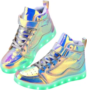 LED Shoes - Men's & Women's Light Up High Top Sneakers, USB Charging, Glow in The Dark for Dancing Party Festivals