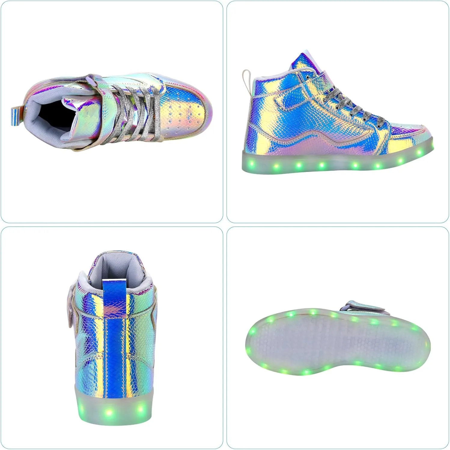 LED Shoes - Men's & Women's Light Up High Top Sneakers, USB Charging, Glow in The Dark for Dancing Party Festivals