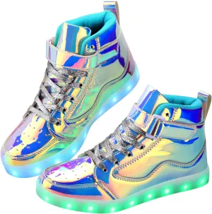 LED Shoes - Men's & Women's Light Up High Top Sneakers, USB Charging, Glow in The Dark for Dancing Party Festivals