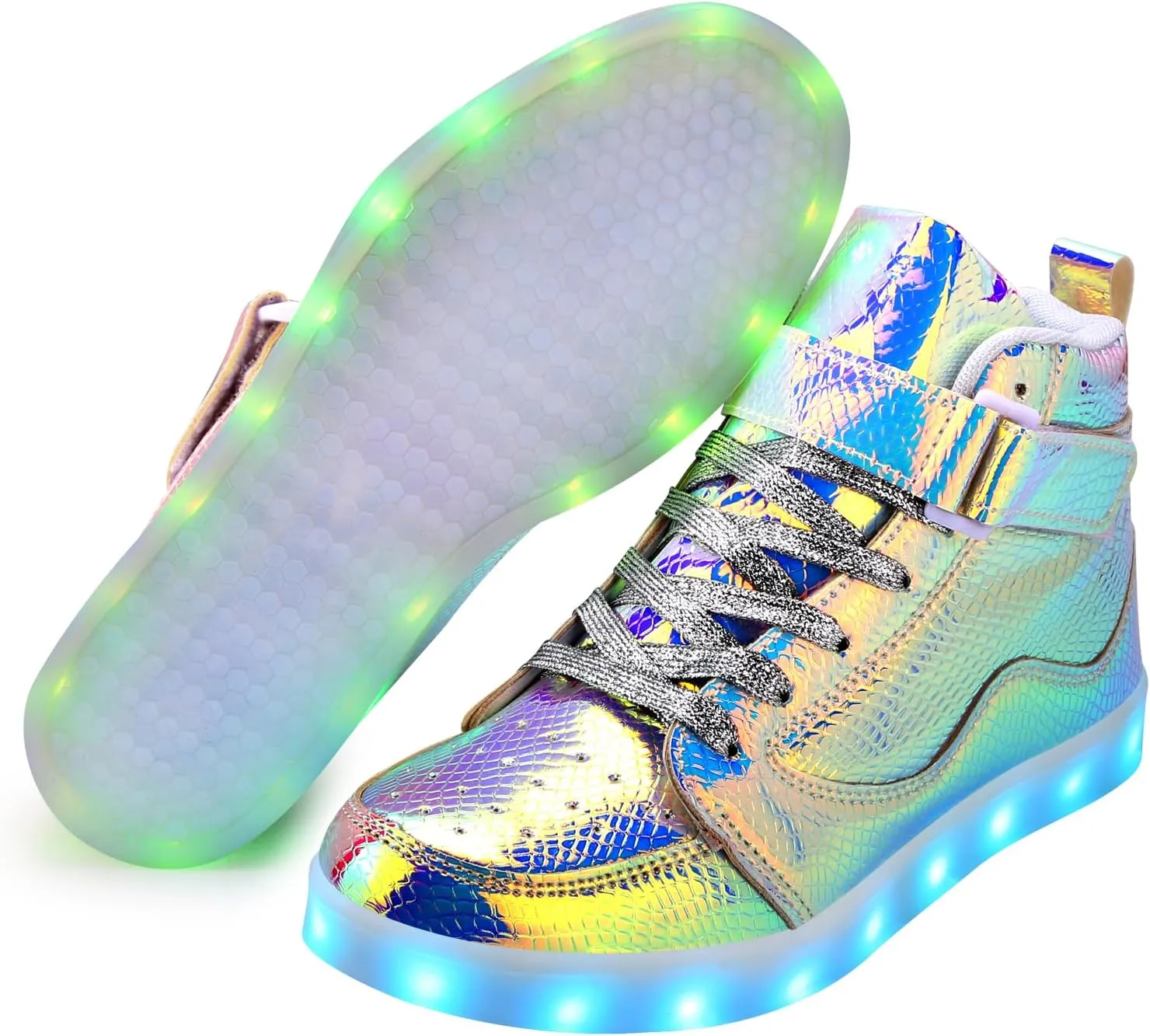 LED Shoes - Men's & Women's Light Up High Top Sneakers, USB Charging, Glow in The Dark for Dancing Party Festivals