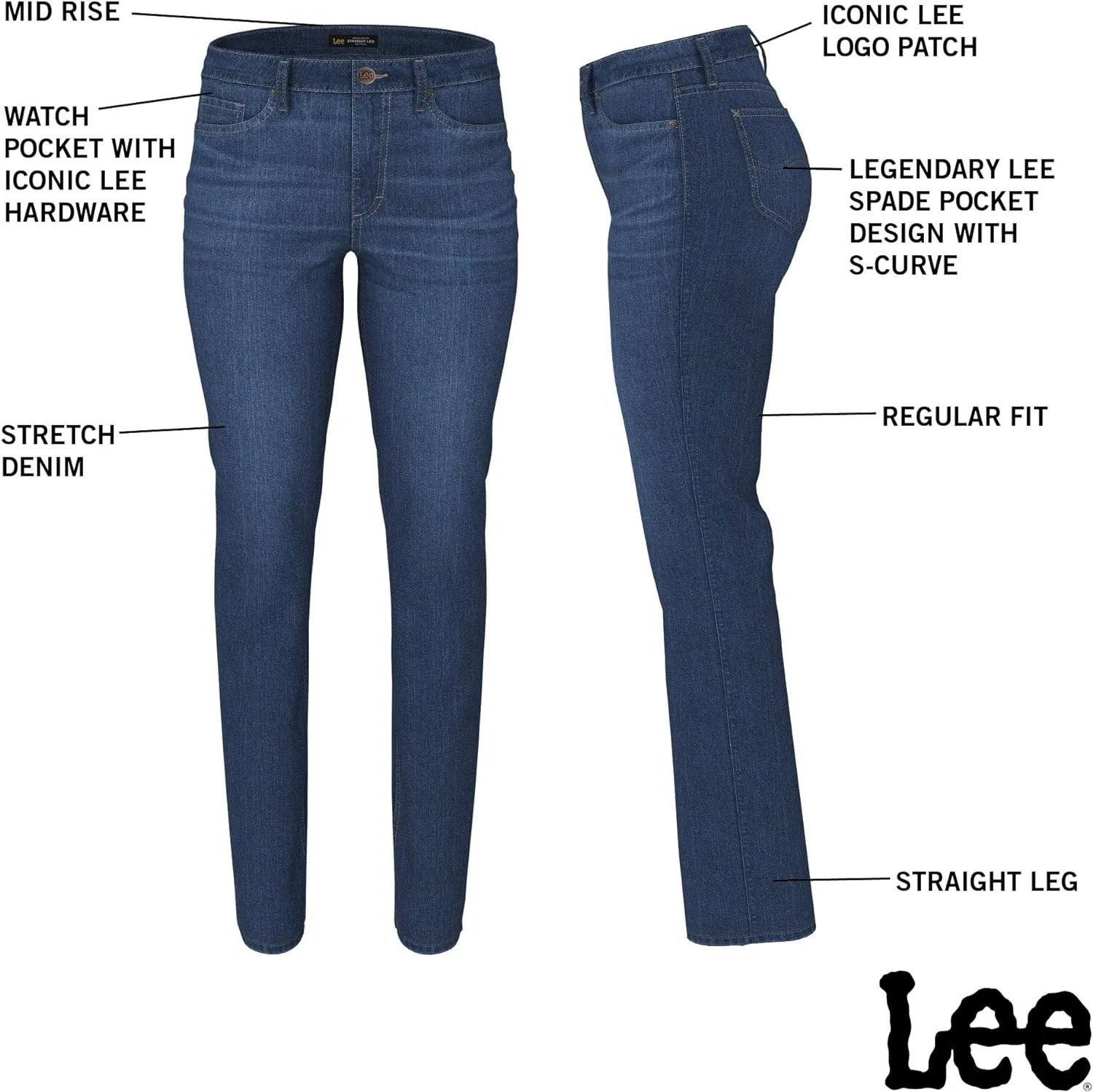 Lee Women's Plus Size Legendary Mid Rise Straight Leg Jean