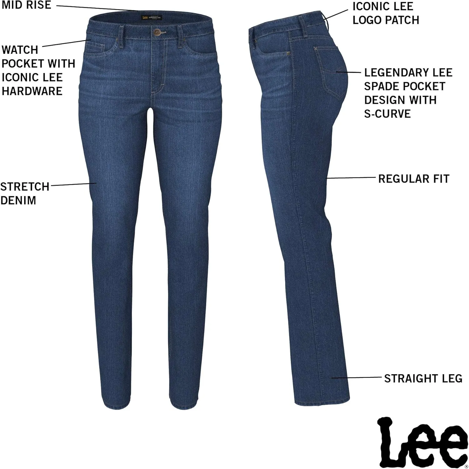 Lee Women's Plus Size Legendary Mid Rise Straight Leg Jean