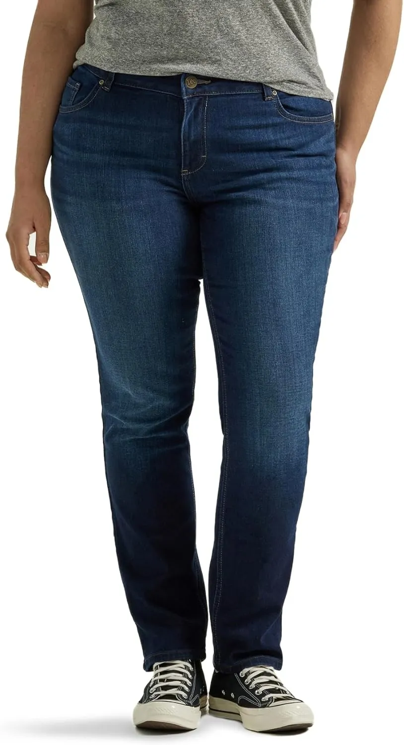 Lee Women's Plus Size Legendary Mid Rise Straight Leg Jean