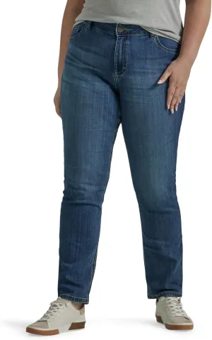 Lee Women's Plus Size Legendary Mid Rise Straight Leg Jean