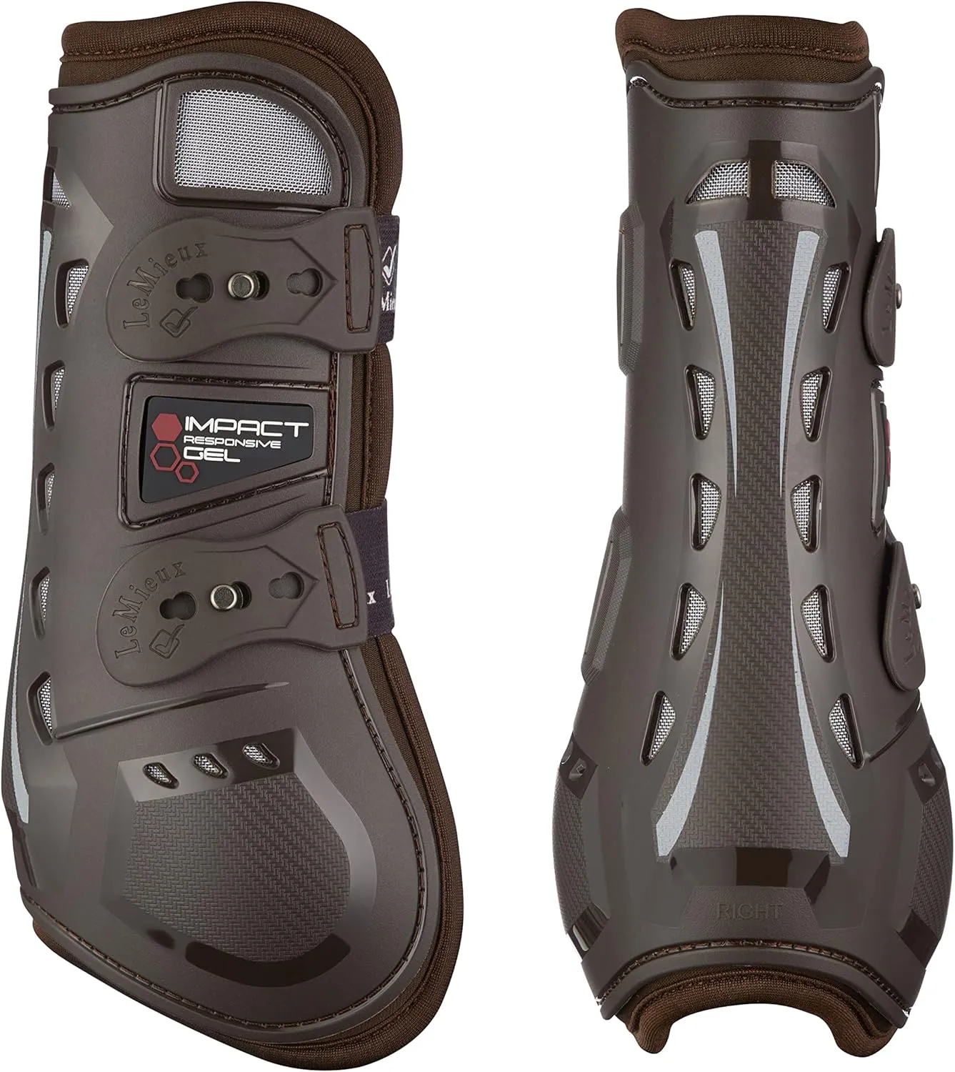 LeMieux Impact Responsive Horse Tendon Boots - Protective Gear and Training Equipment - Equine Boots, Wraps & Accessories - Tendon Protection and Support (Brown/Large)