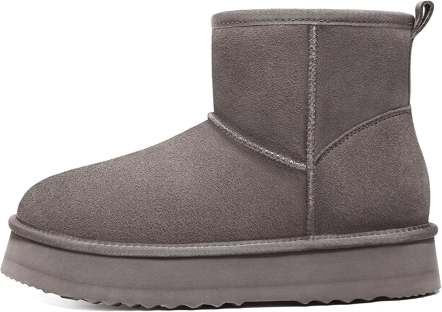 Litfun Platform Mini Boots for Women Genuine Suede Winter Ankle Snow Boots with Fur Lined
