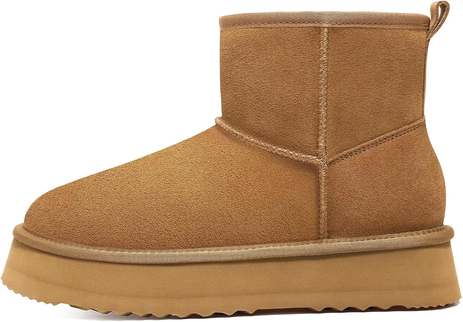 Litfun Platform Mini Boots for Women Genuine Suede Winter Ankle Snow Boots with Fur Lined