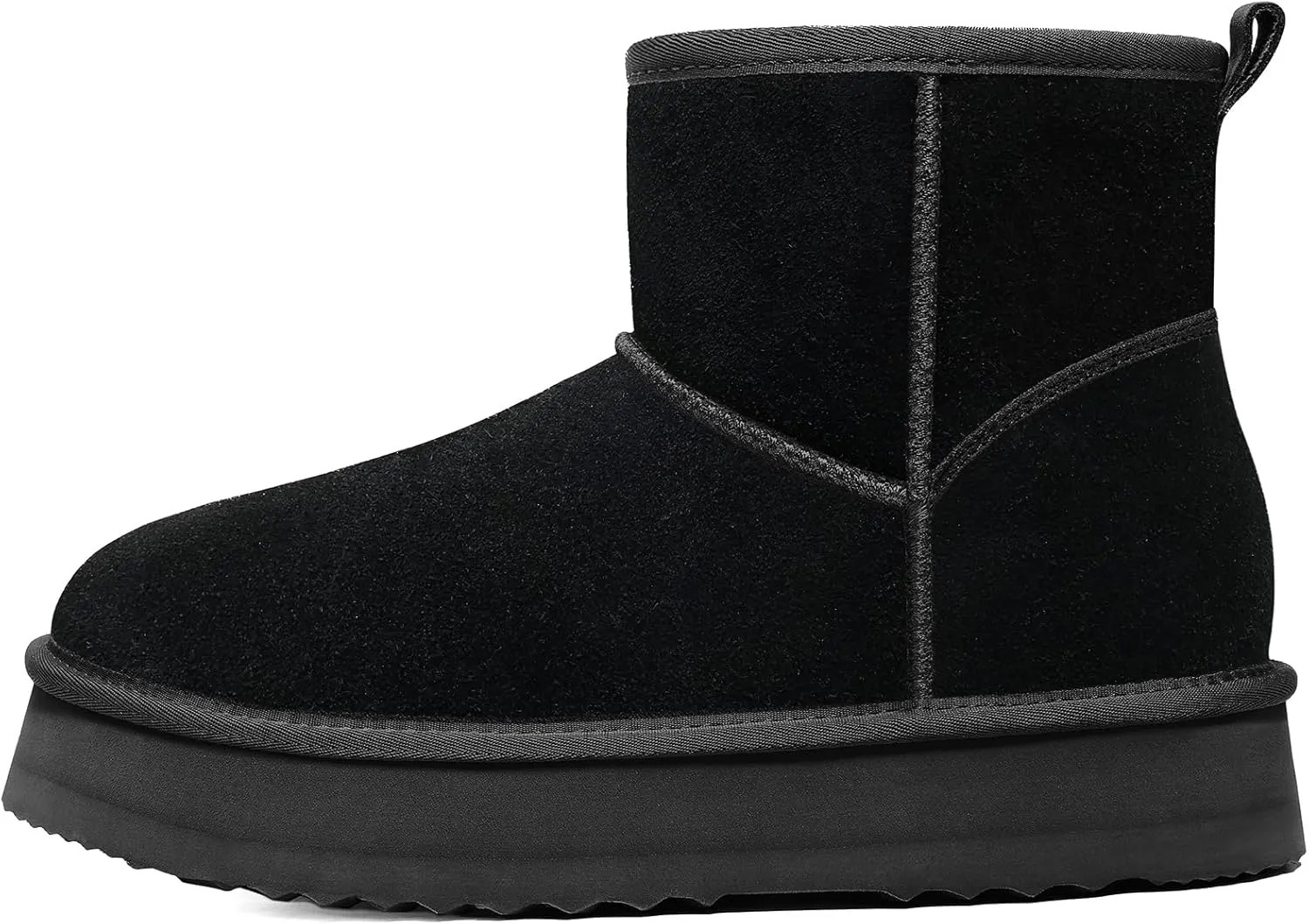 Litfun Platform Mini Boots for Women Genuine Suede Winter Ankle Snow Boots with Fur Lined