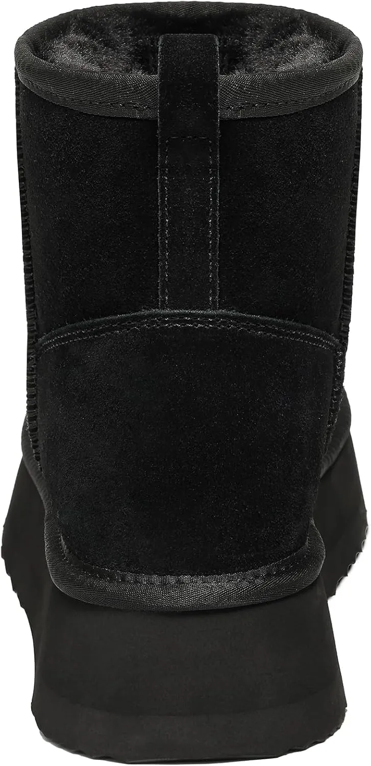 Litfun Platform Mini Boots for Women Genuine Suede Winter Ankle Snow Boots with Fur Lined