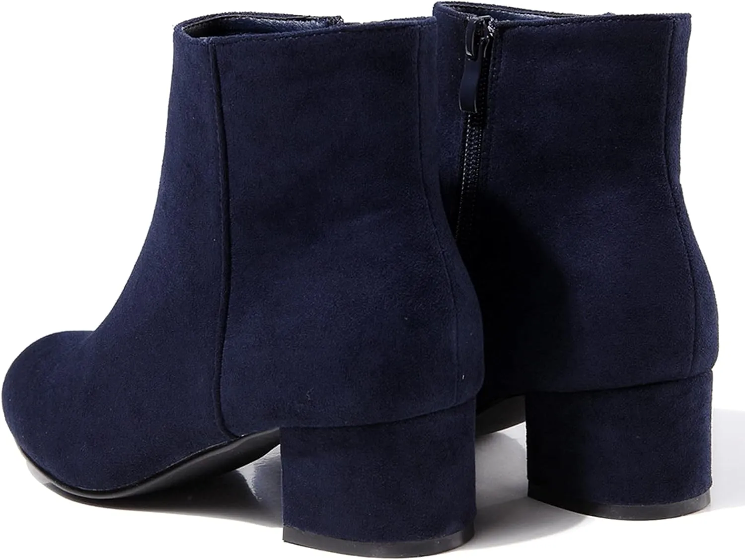 LIURUIJIA Women's Suede Ankle Boots Low Heel Leather Booties Side Zippers Round Toe Short Boots
