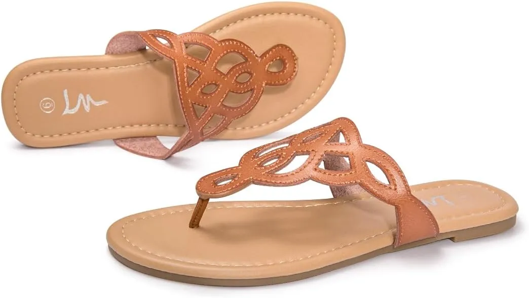 LM Women's Thong Sandals T-Strap Sandals Slip On Flat Sandals Flip Flop Casual Summer Slide Sandals