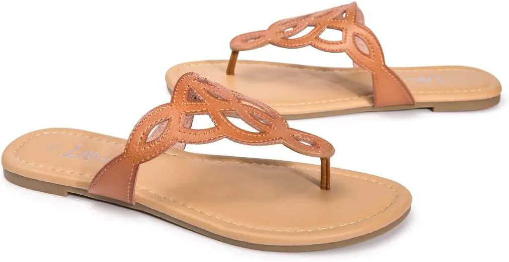 LM Women's Thong Sandals T-Strap Sandals Slip On Flat Sandals Flip Flop Casual Summer Slide Sandals