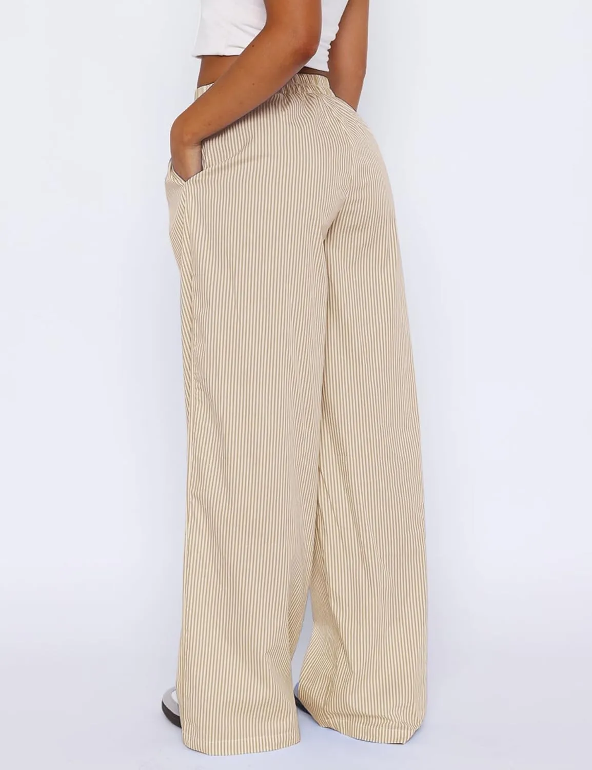 LOMON Women's Striped Gingham Boxer Pants Cotton Pajama Lounge Pj Casual Plaid Trousers Y2K Beach Bottoms with Pockets