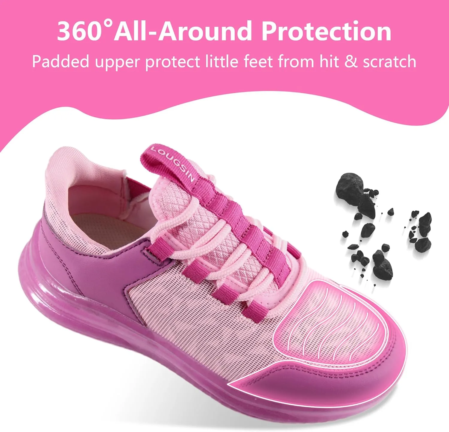 LOUGSIN Boys Girls Light Up Shoes Lightweight Mesh Breathable Adorable GlowDash LED Flashing Running Sneakers for Toddler and Little Kid