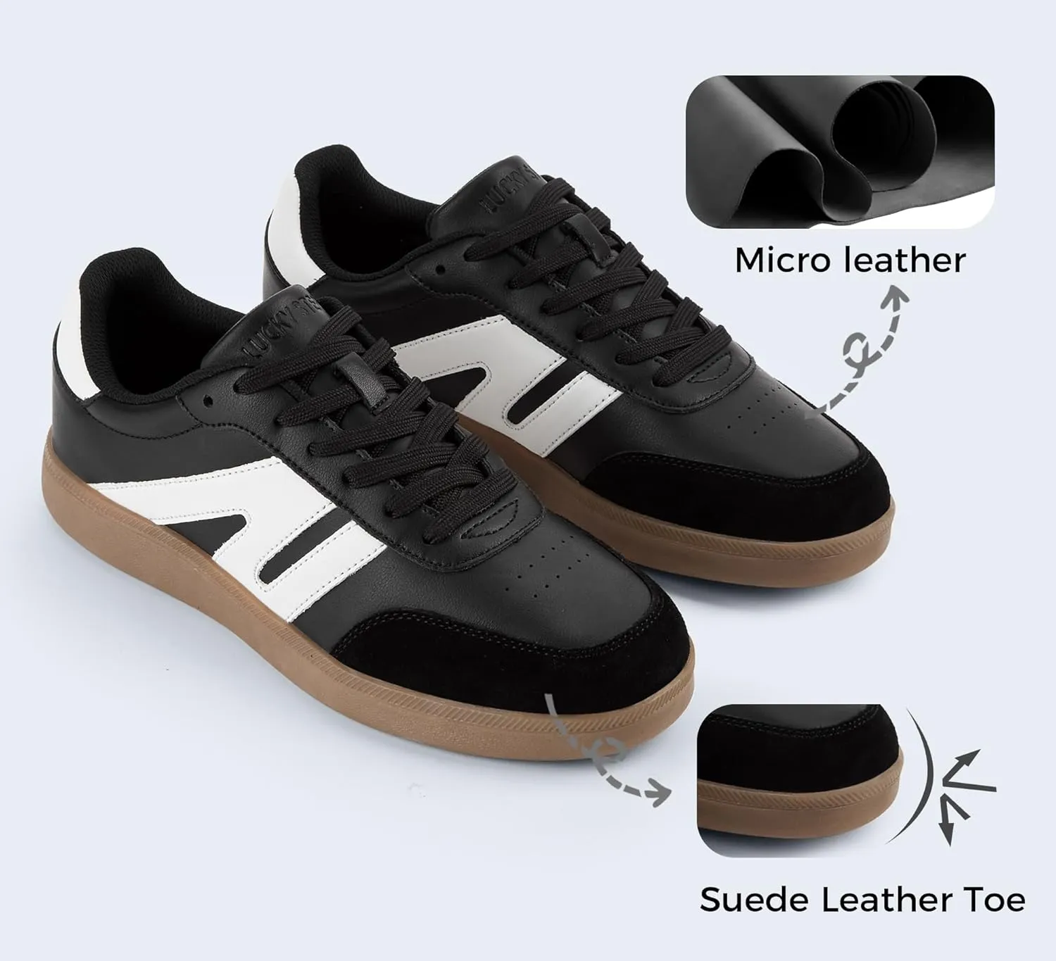 LUCKY STEP Men's Retro Fashion Sneakers Low Top Comfort Trainers Casual Lightweight Classic Walking Shoes