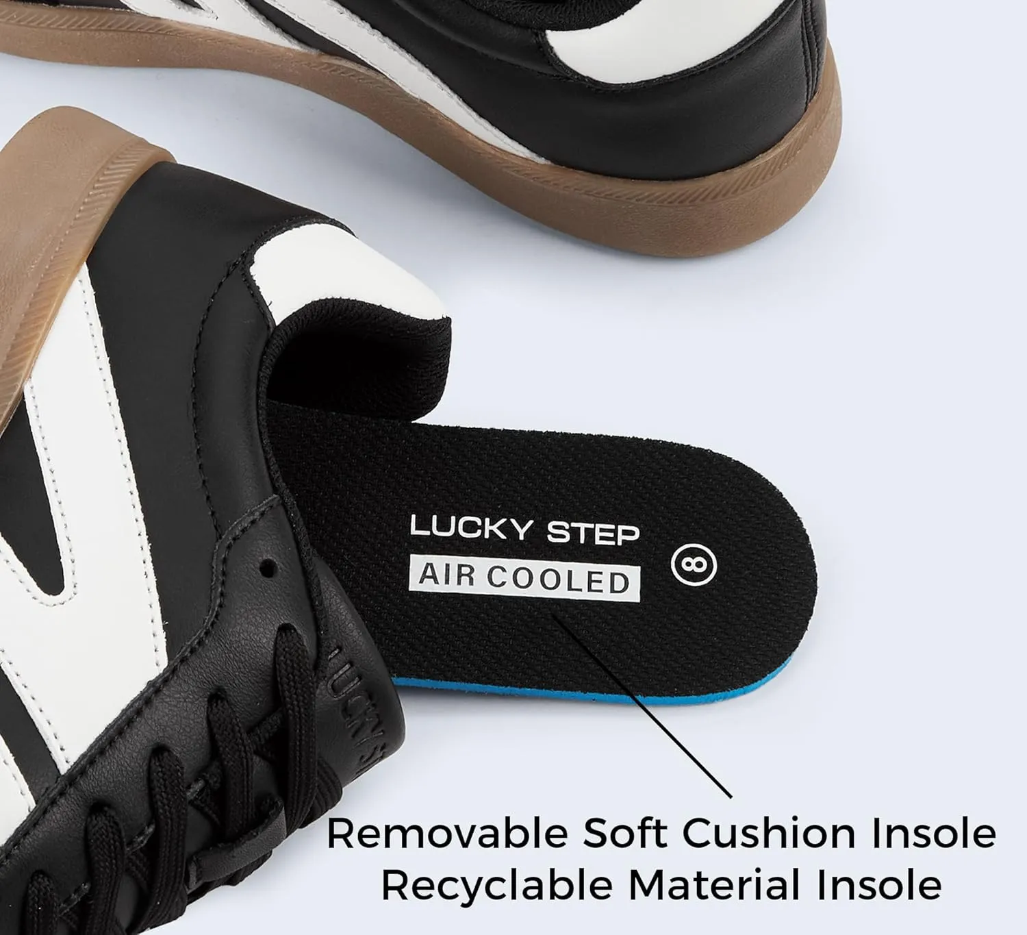 LUCKY STEP Men's Retro Fashion Sneakers Low Top Comfort Trainers Casual Lightweight Classic Walking Shoes