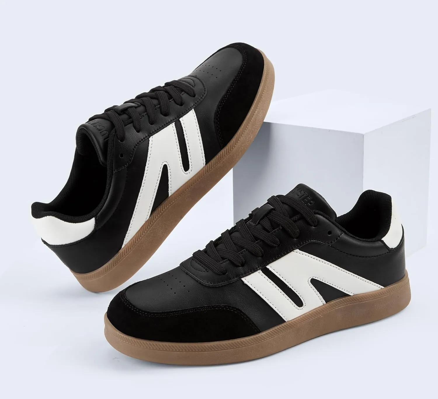 LUCKY STEP Men's Retro Fashion Sneakers Low Top Comfort Trainers Casual Lightweight Classic Walking Shoes