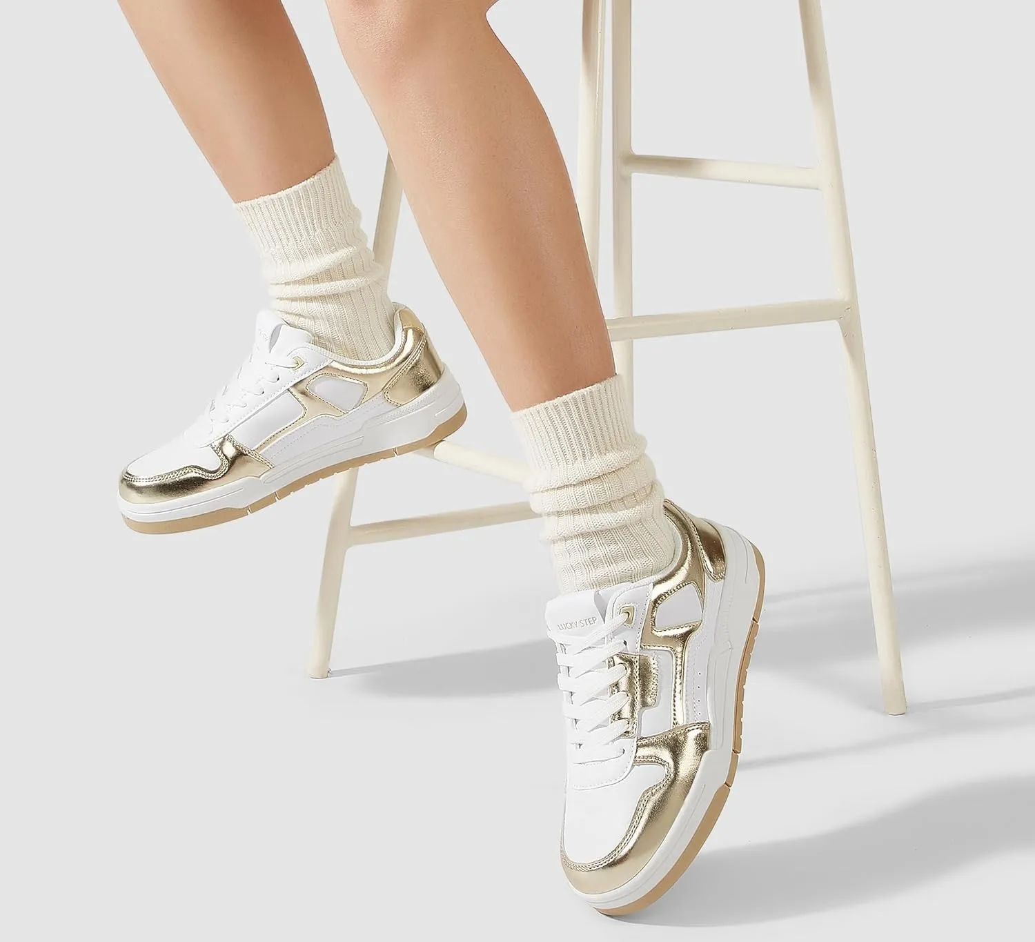 LUCKY STEP Women's Lace Up Fashion Casual Sneakers Low Top Walking Shoes Platform Comfort Non Slip Tennis Shoes