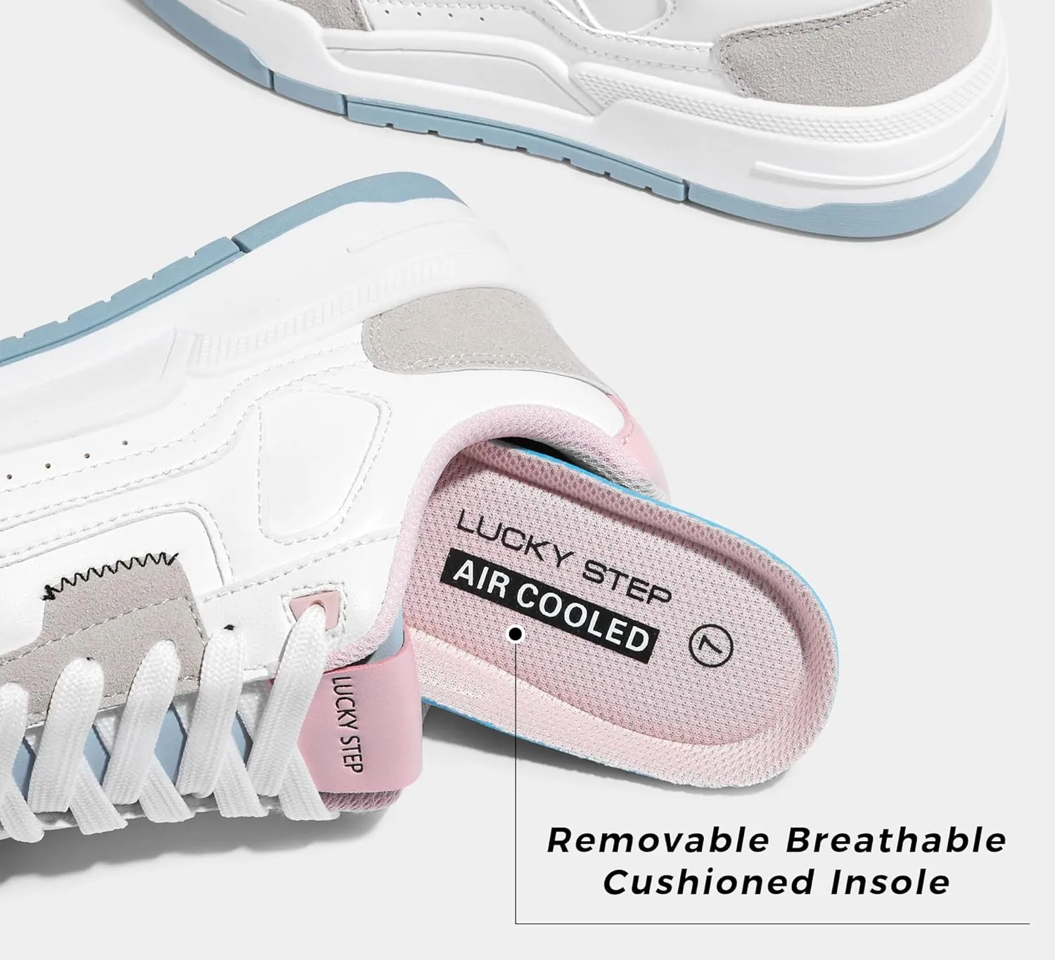 LUCKY STEP Women's Lace Up Fashion Casual Sneakers Low Top Walking Shoes Platform Comfort Non Slip Tennis Shoes