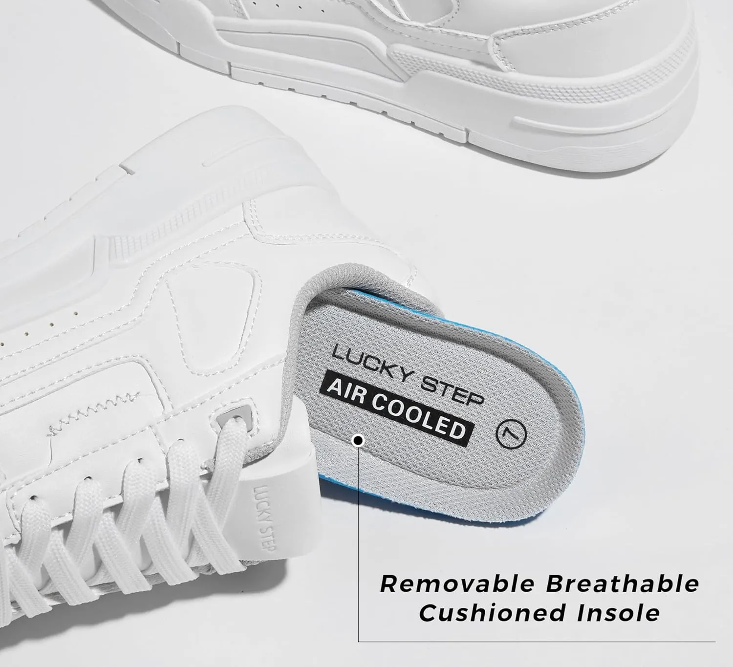 LUCKY STEP Women's Lace Up Fashion Casual Sneakers Low Top Walking Shoes Platform Comfort Non Slip Tennis Shoes