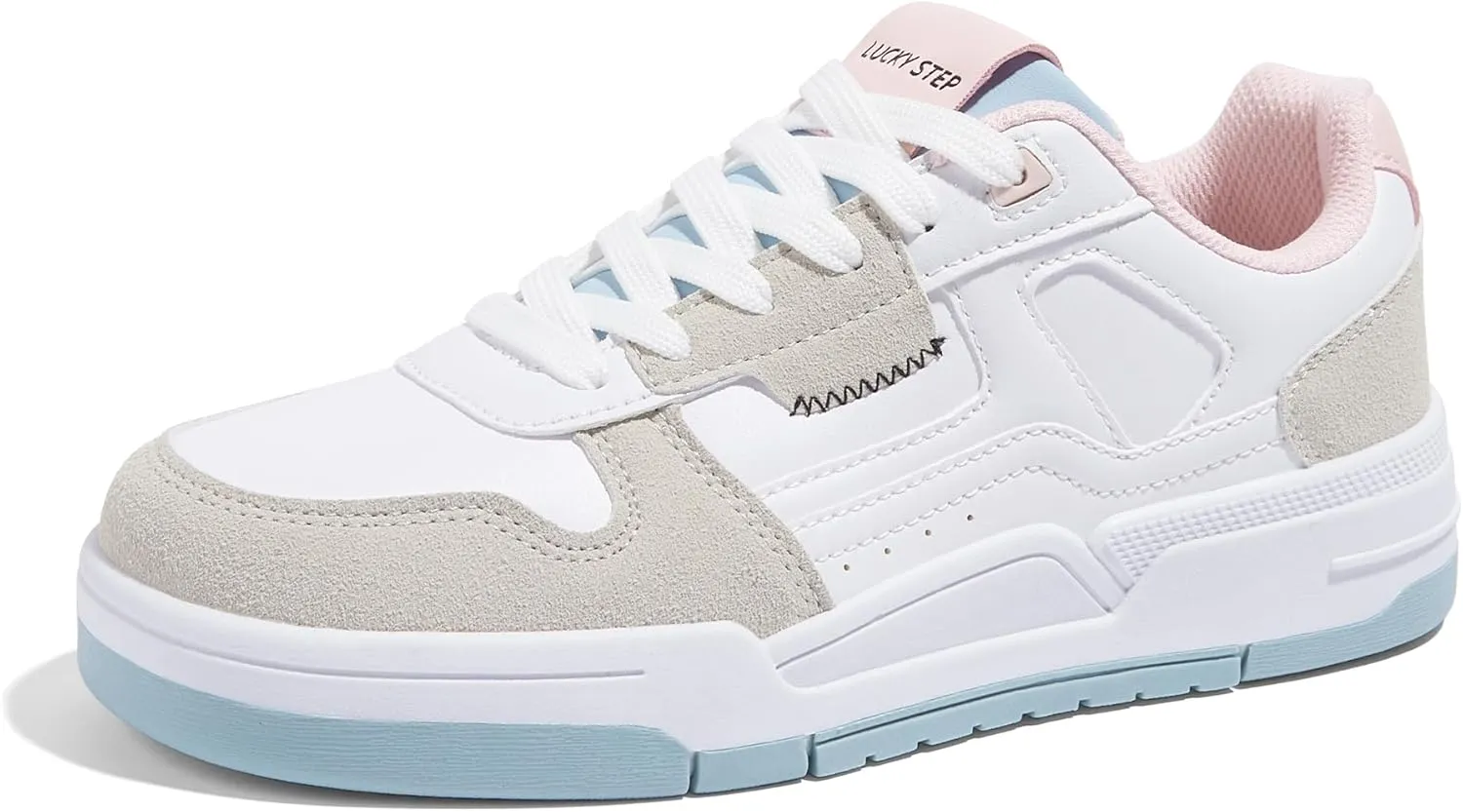 LUCKY STEP Women's Lace Up Fashion Casual Sneakers Low Top Walking Shoes Platform Comfort Non Slip Tennis Shoes