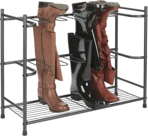 mDesign Boot Storage and Organizer Rack - Space-Saving Holder for Rain, Riding, Dress Boots - Holds 6 Pairs, Sleek Modern Design, Sturdy Steel Construction - Graphite Gray